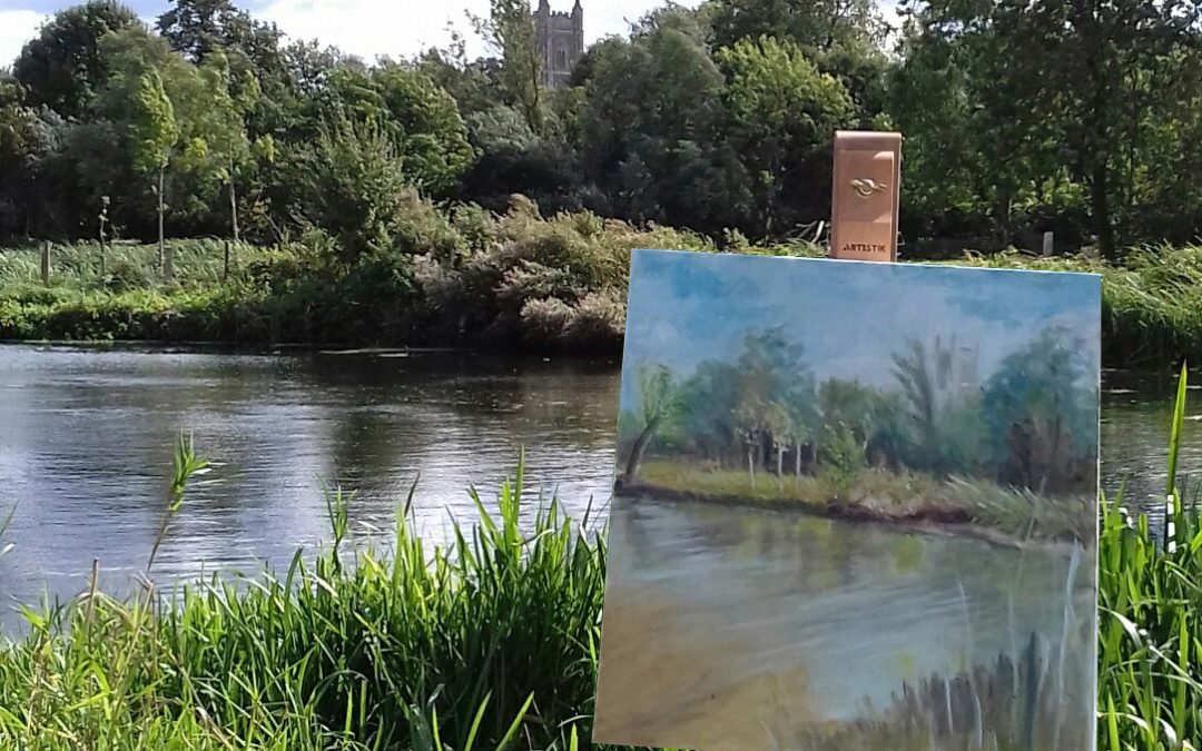 Stour Plein Air of view over River to Dedham church
