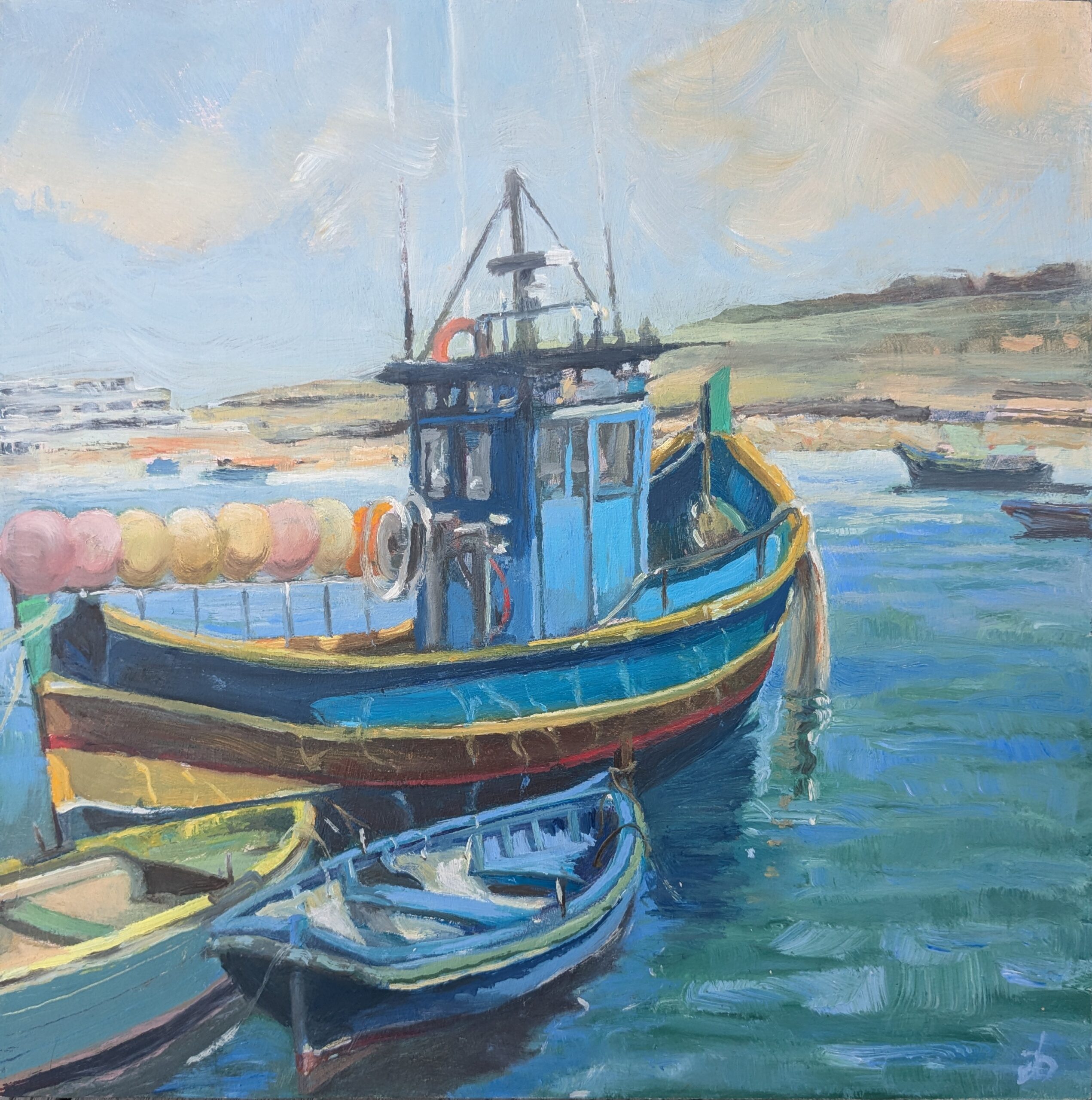 Painting of traditional Maltese Luzzu
