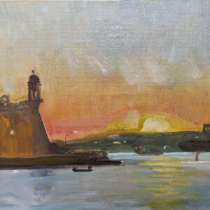 little oil painting of sunset
